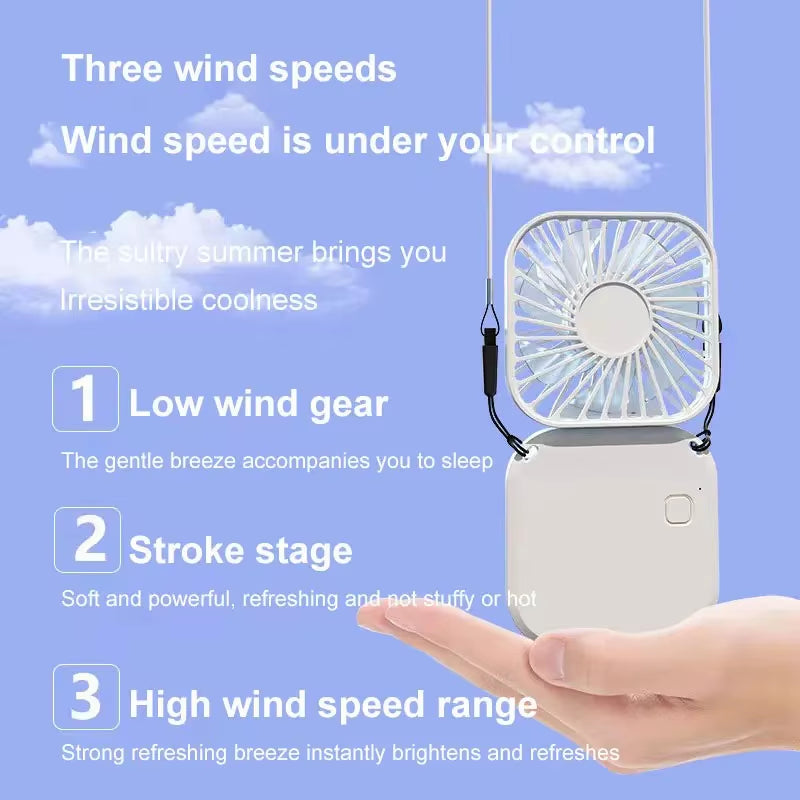 Mini Handheld Fan Mute Foldable Fan Multi-Functional Turbine Fan USB Rechargeable Portable Hanging Neck Fan Mini Table Fan