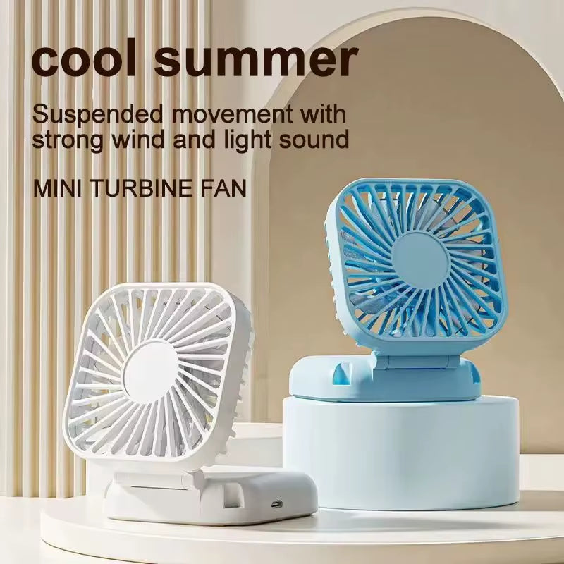 Mini Handheld Fan Mute Foldable Fan Multi-Functional Turbine Fan USB Rechargeable Portable Hanging Neck Fan Mini Table Fan
