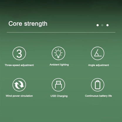 Portable Fan USB Rechargeable Fan LED 7 Colors Electric Fan 180°Adjustable Summer Camping Fans 3 Speeds Mini Fan for Xiaomi Fan