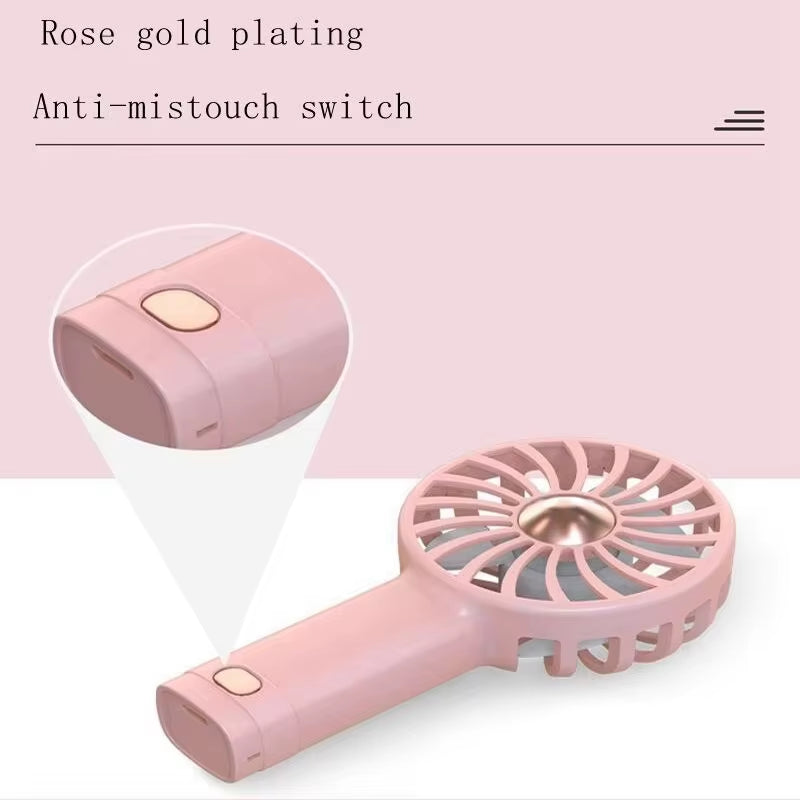 USB Charging Handheld Mini Fan Student Small Fan Portable Pocket Fan Desktop Fan Silent Small Fan Wind Power Built-In Aromathera