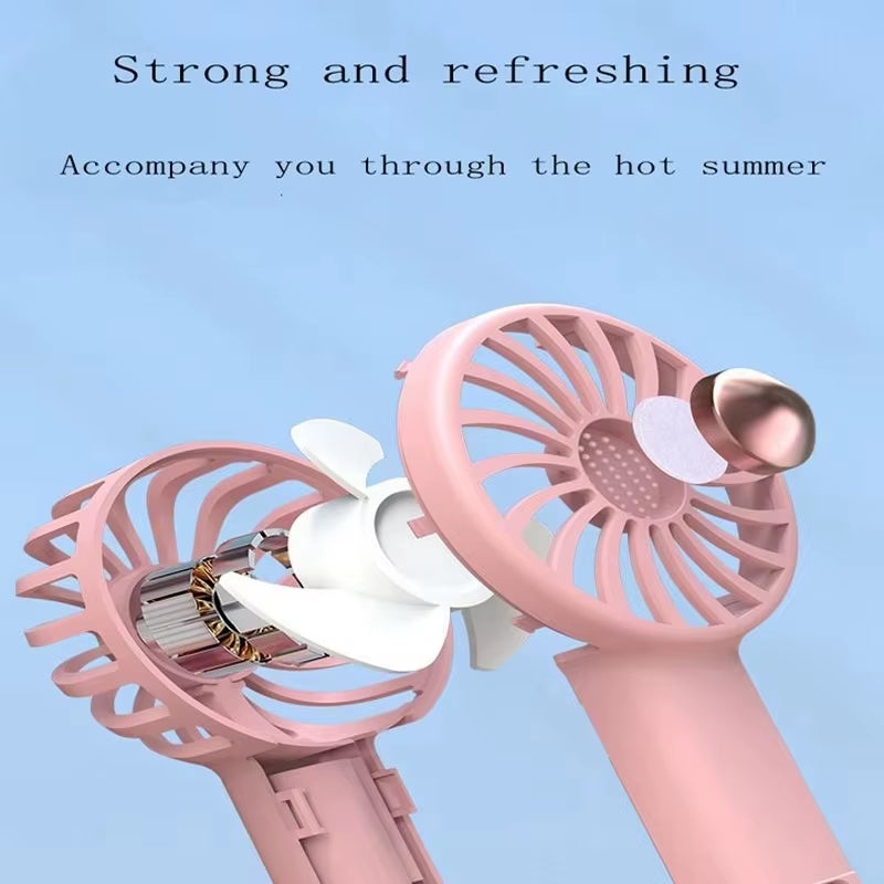USB Charging Handheld Mini Fan Student Small Fan Portable Pocket Fan Desktop Fan Silent Small Fan Wind Power Built-In Aromathera