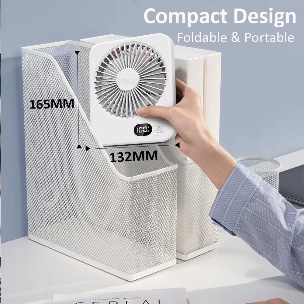 Desk Fan Portable Mini Fan Foldable Table Fan with 5 Gear USB Rechargerable Wall Fan Student Desktop Hang Fan for Office Home