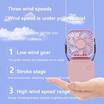 Mini Handheld Fan Mute Foldable Fan Multi-Functional Turbine Fan USB Rechargeable Portable Hanging Neck Fan Mini Table Fan