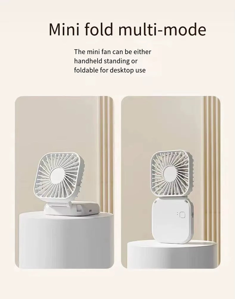 Mini Handheld Fan Mute Foldable Fan Multi-Functional Turbine Fan USB Rechargeable Portable Hanging Neck Fan Mini Table Fan