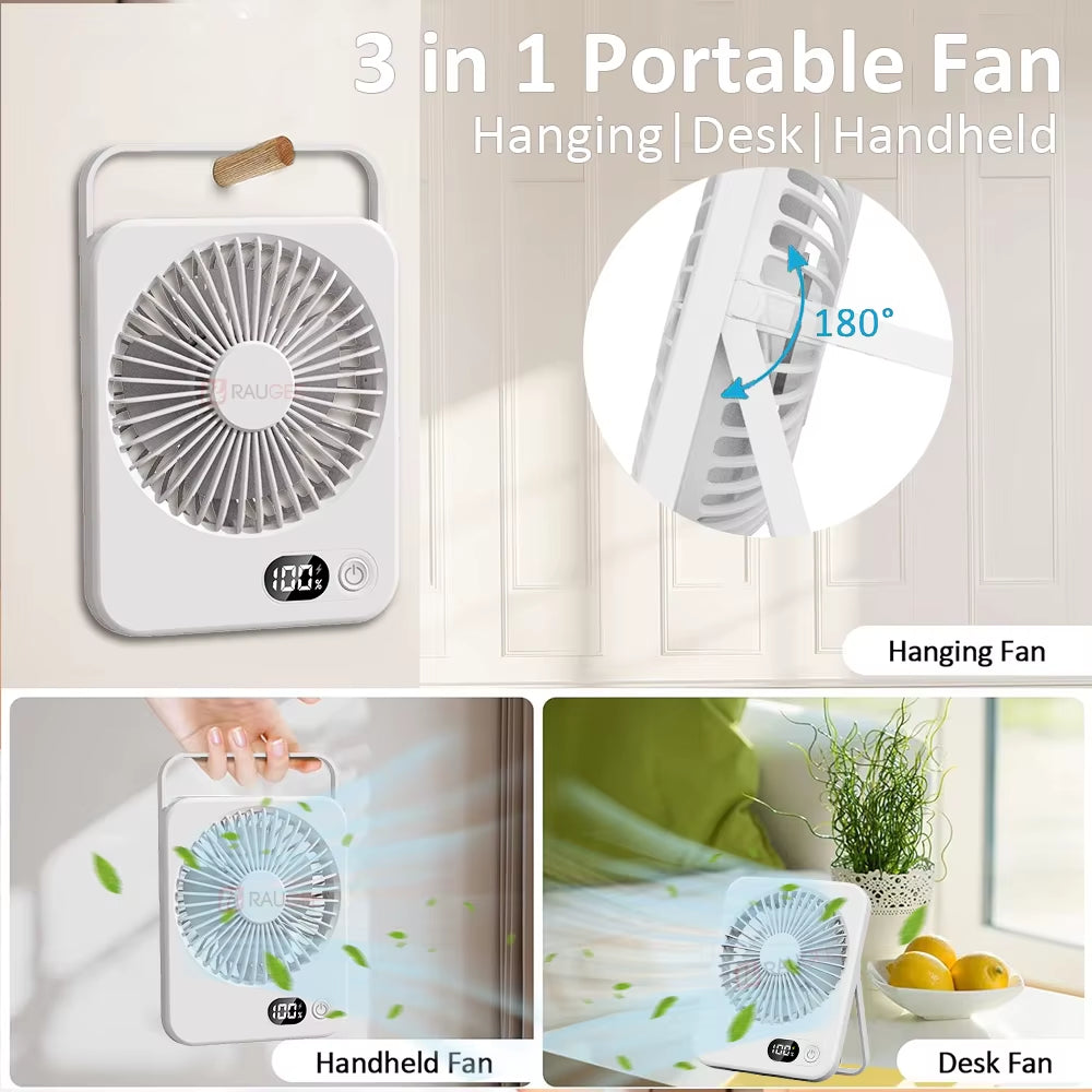 Desk Fan Portable Mini Fan Foldable Table Fan with 5 Gear USB Rechargerable Wall Fan Student Desktop Hang Fan for Office Home
