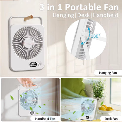 Desk Fan Portable Mini Fan Foldable Table Fan with 5 Gear USB Rechargerable Wall Fan Student Desktop Hang Fan for Office Home