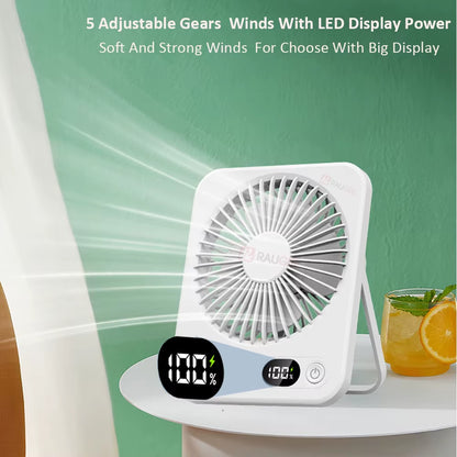 Desk Fan Portable Mini Fan Foldable Table Fan with 5 Gear USB Rechargerable Wall Fan Student Desktop Hang Fan for Office Home
